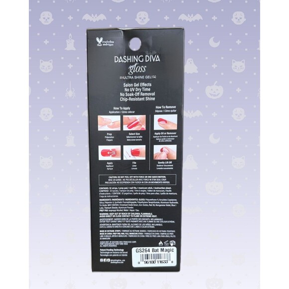 🎃Dashing Diva Gloss Ultra Shine 32 Gel Nail Strips~Bat Magic Halloween 🦇 - Picture 4 of 4